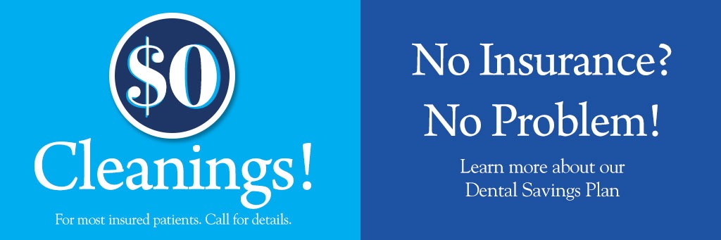 $0 cleanings and dental saving plan banner