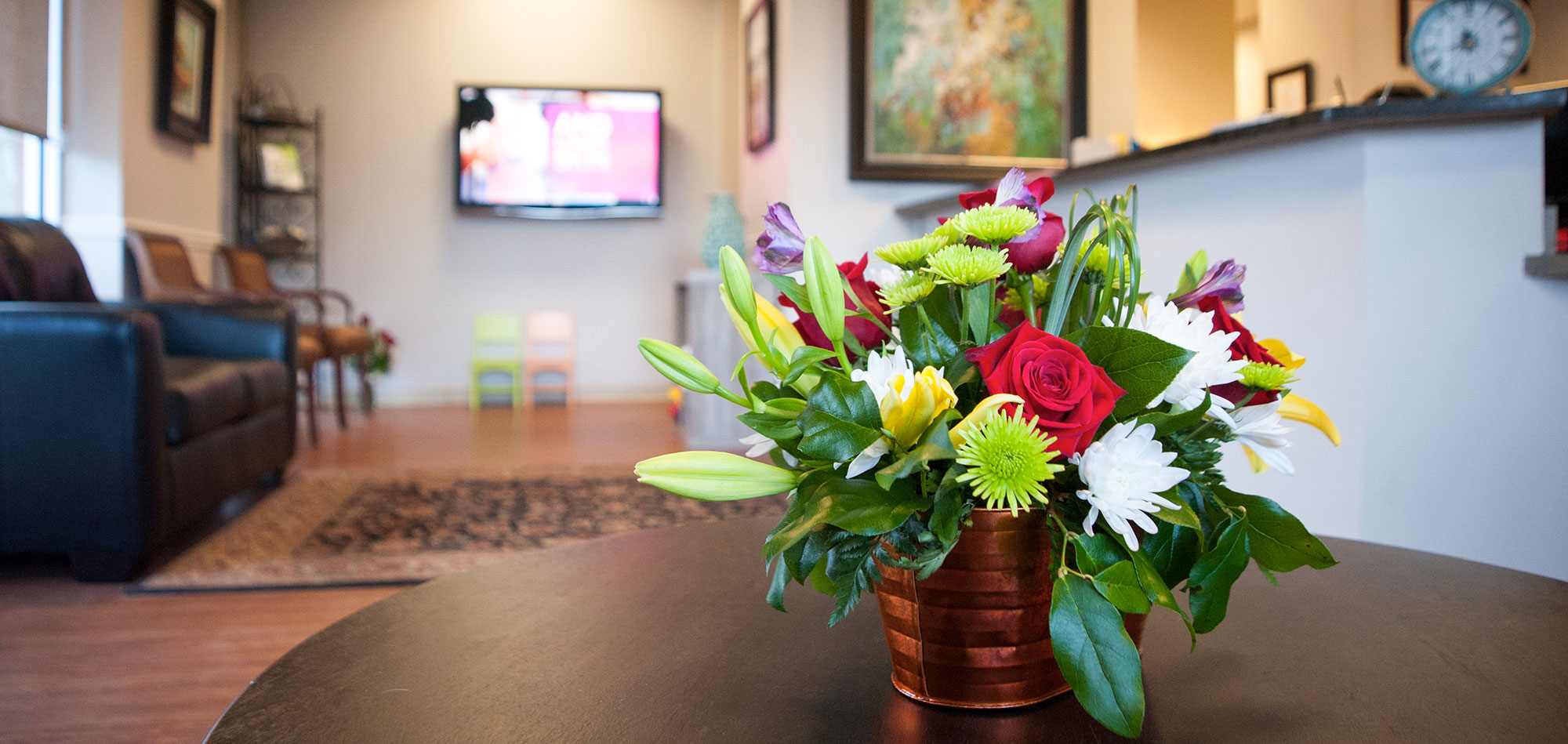 Flowers in Northcutt Dental waiting room